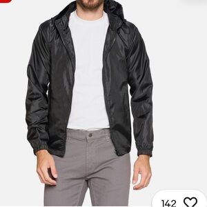 O'Neill Black Lightweight Water Resistant Hooded Windbreaker Jacket